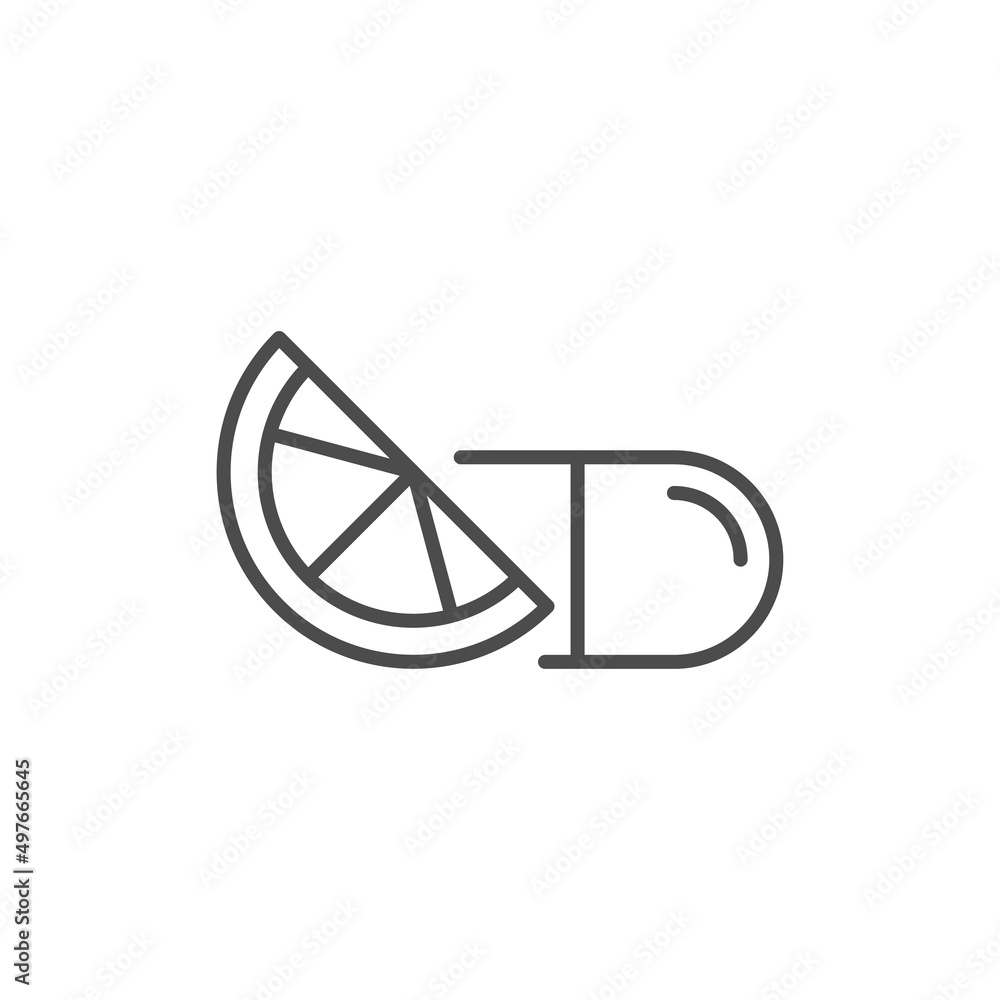 Vitamin C Lemon outline icon. linear style sign for mobile concept and web design. Medical capsule and lemon slice simple line vector icon. Symbol, logo illustration. Pixel perfect vector graphics Vitamin C Lemon outline icon. linear style sign for mobile concept and web design. Medical capsule and lemon slice simple line vector icon. Symbol, logo illustration. Pixel perfect vector graphics