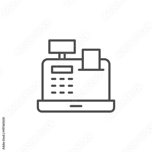 Cash register line icon, outline vector sign, linear style pictogram isolated on white. Symbol, logo illustration. Editable stroke. Pixel perfect