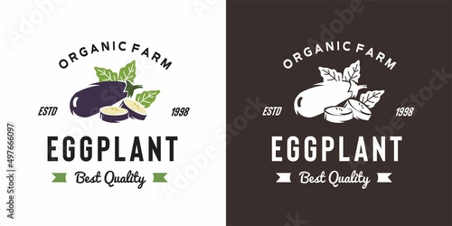 vintage eggplant logo illustration suitable for fruit shop and fruit farm