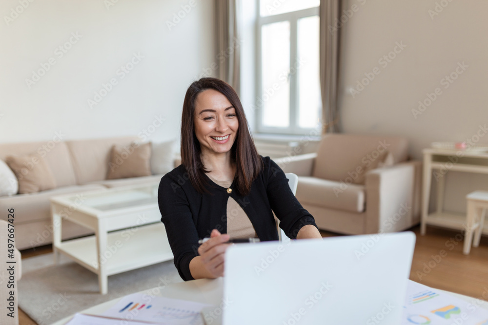 Portrait smile beautiful business asian woman working in office desk virtual computer. Small business owner people employee freelance online sme marketing e-commerce telemarketing concept Portrait smile beautiful business asian woman working in office desk virtual computer. Small business owner people employee freelance online sme marketing e-commerce telemarketing concept