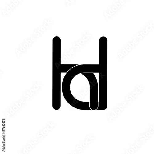 hd dh h d initial letter logo isolated on white background