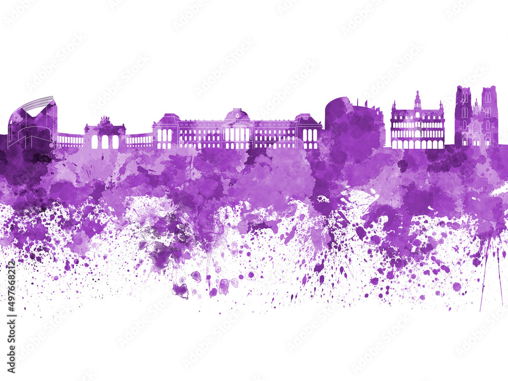 Obraz premium Brussels skyline in watercolor on white background