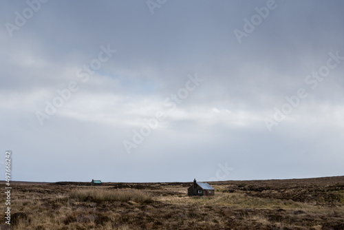 Two huts on a wild moorland photo