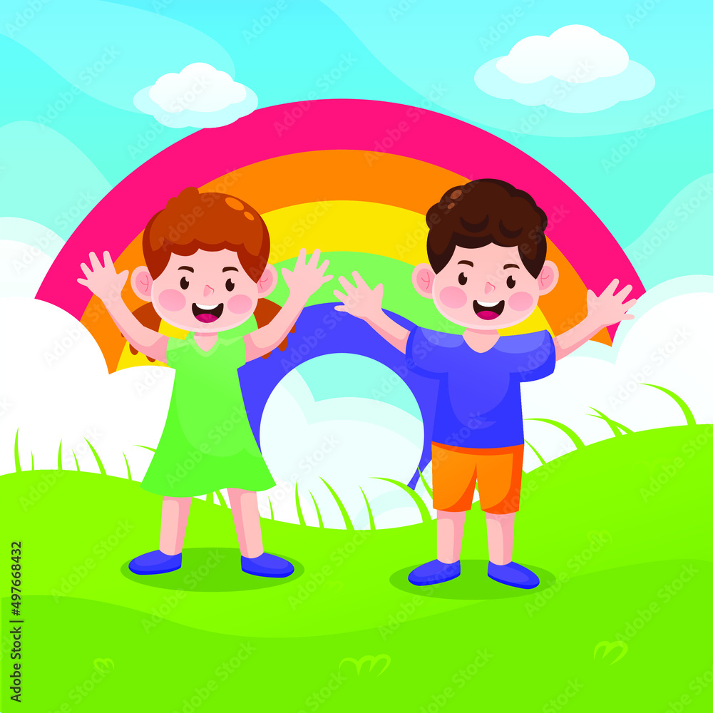Happy Children's Day with flat design and fantasy. Happy Children's Day with flat design and fantasy.