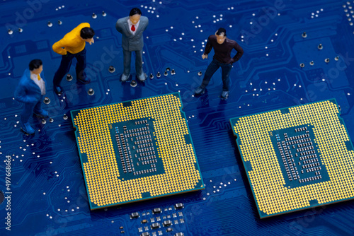 Macro shot of semiconductor processor chip

