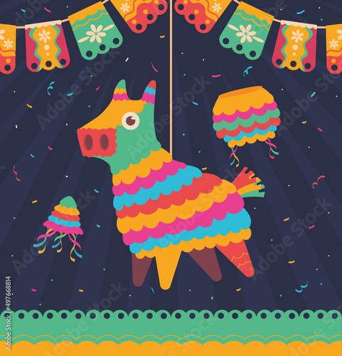 mexican pinata and garland