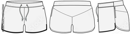 trail running shorts flat sketch vector illustration