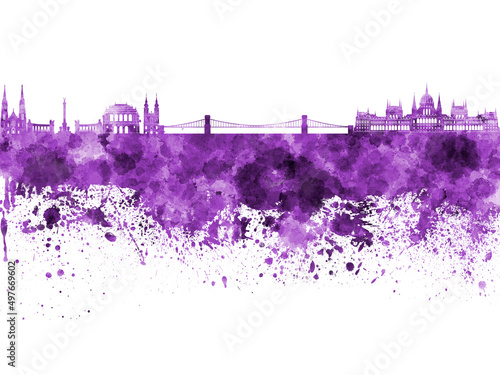 Budapest skyline in watercolor on white background