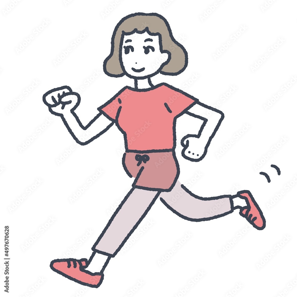 ランニングをする若い女性 ランニングをする若い女性