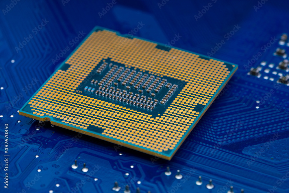 Macro shot of semiconductor processor chip
Macro shot of semiconductor processor chip