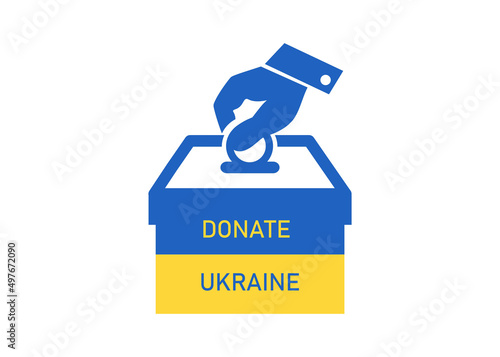 a graphic image of a donation to Ukraine themed, on a white background.  graphics base.