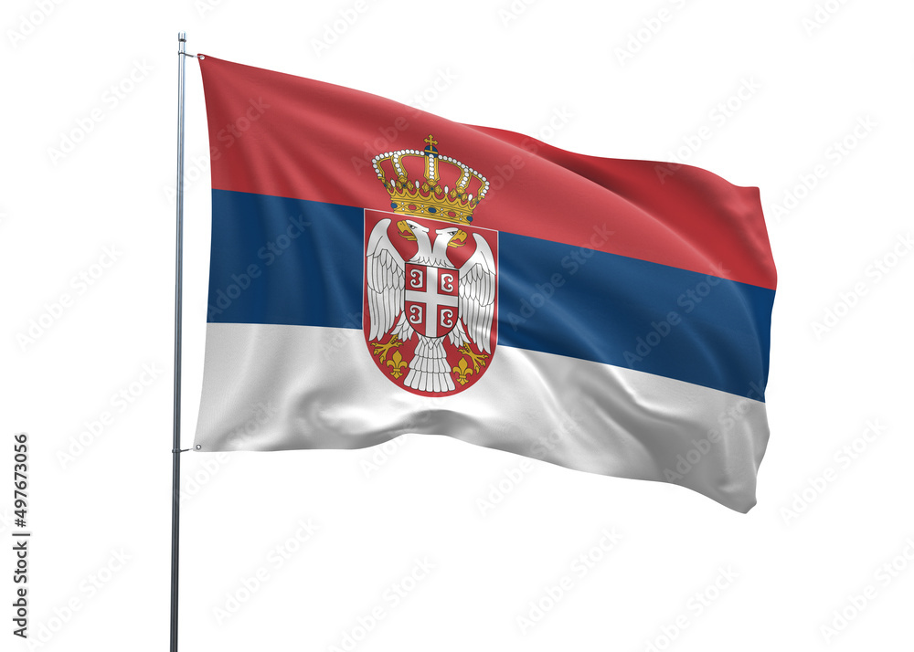 Serbia Waving Flag, 3d Flag illustration, Serbia National Flag with an isolated white background