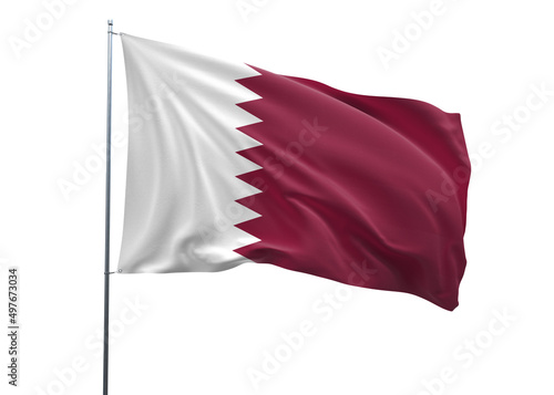 Qatar Waving Flag, 3d Flag illustration, Qatar National Flag with an isolated white background