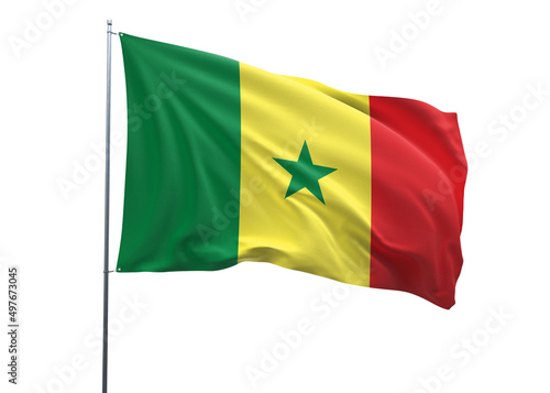 Senegal Waving Flag, 3d Flag illustration, Senegal National Flag with an isolated white background