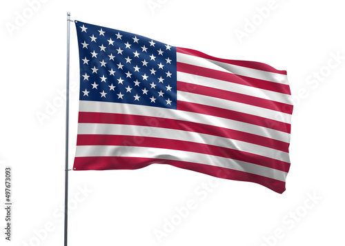 USA Waving Flag with Isolated White background