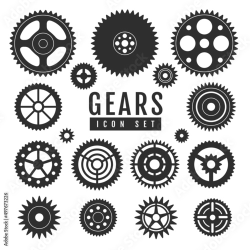 Group of gears isolated on white background. Cog icon design. Vector illustration