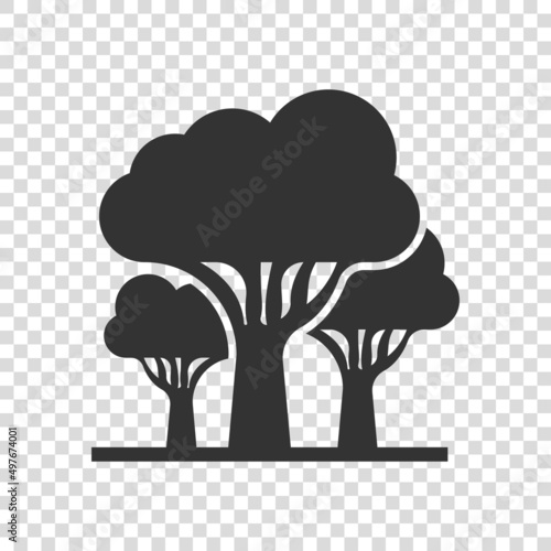Tree icon in flat style. Eco plant vector illustration on white isolated background. Nature business concept.