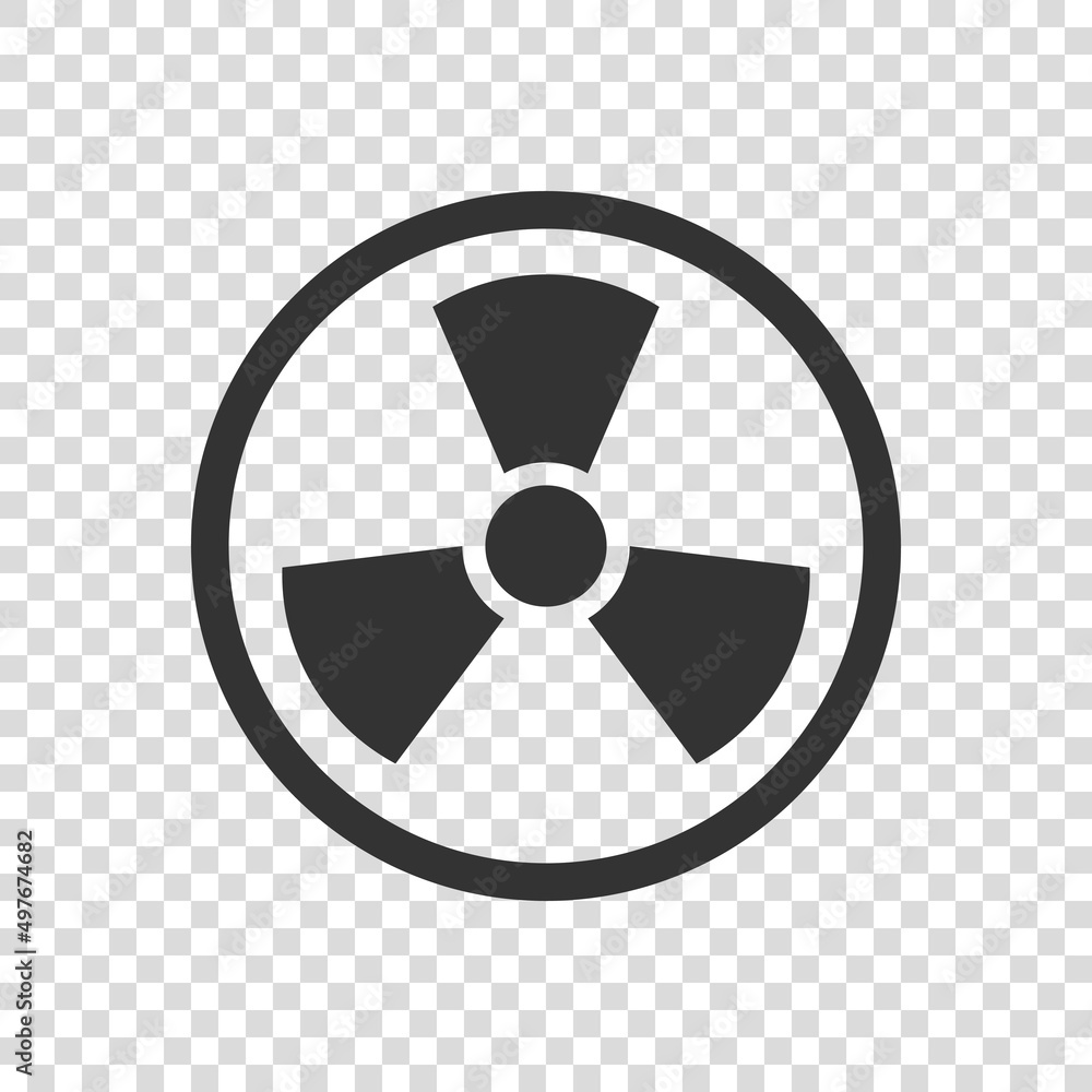 Nuclear radiation icon in flat style. Radioactivity vector illustration ...