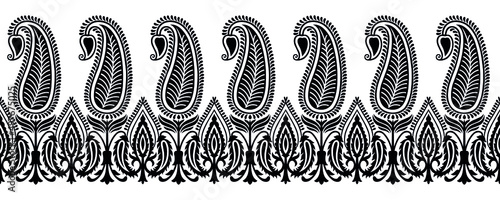 Traditional Asian paisley border for embroidery and lace work