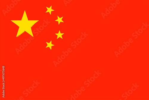 Flag of China. Brush strokes painted national symbol background illustration