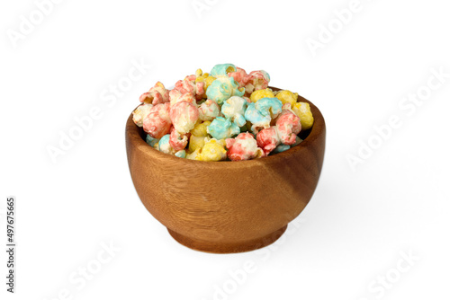 Color popcorn isolated on white background.