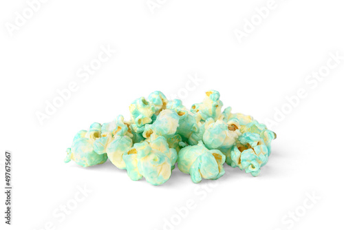 Blue popcorn isolated on white background.