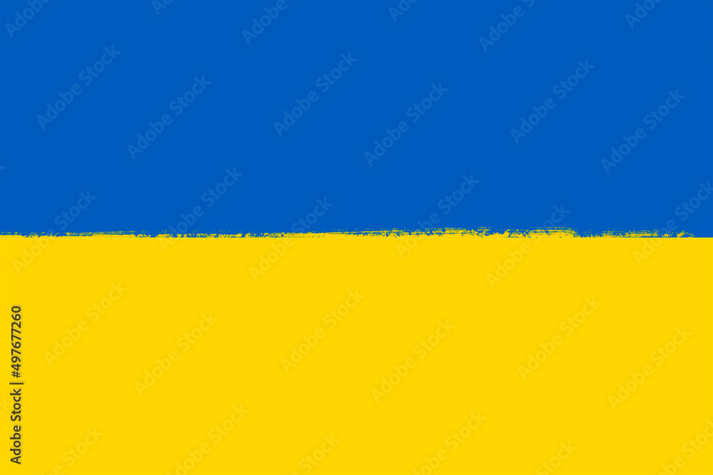 Flag of Ukraine. Brush strokes painted national symbol background illustration