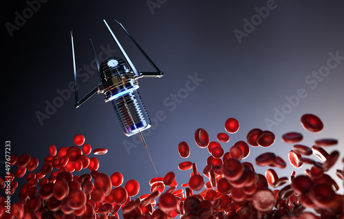 Nanobots are repairing damaged blood cells, nanotechnology concept. photo