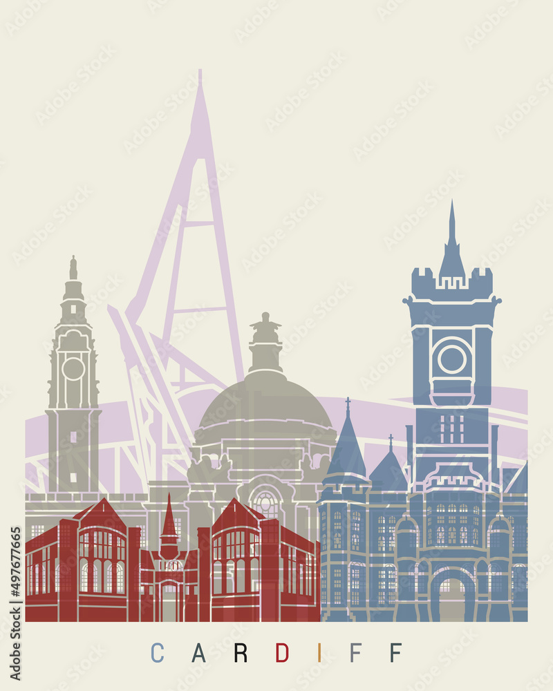 Obraz premium Cardiff skyline poster