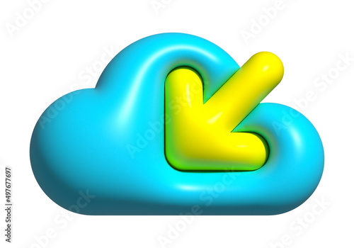 upload to cloud icon 3D, cloud shape symbol