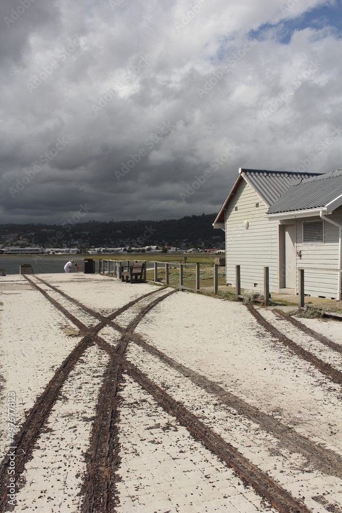 Neglected rails going to nowhere, rest of former rail in Knysna, Western Cape