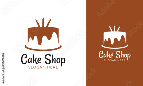 Cake Shop logo design with chocolate concept and candle