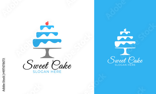 Sweet cake logo design with table concept