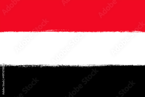 Flag of Yemen. Brush strokes painted national symbol background illustration