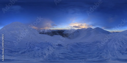 Sunset in the Tatra Mountains in Winter HDRI Panorama