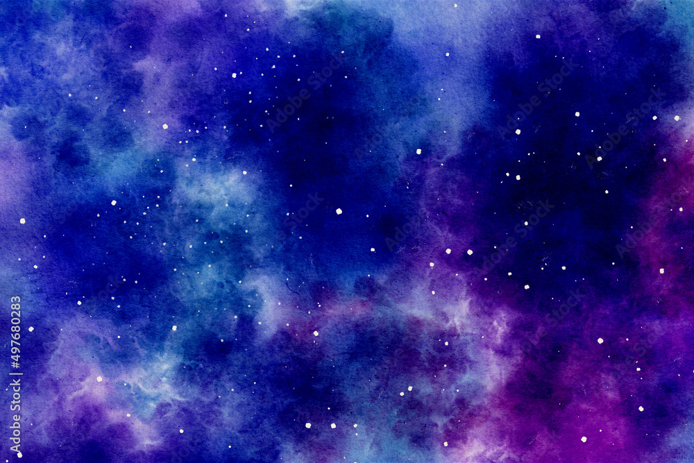 Cosmic watercolour texture. Abstract purple background.