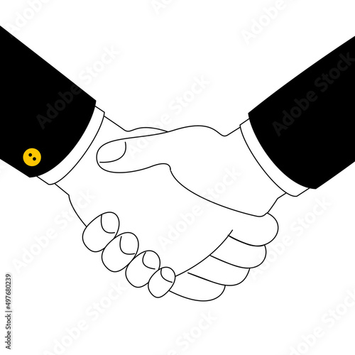 A firm handshake. Vector illustration on the topic of making a deal and dating.
