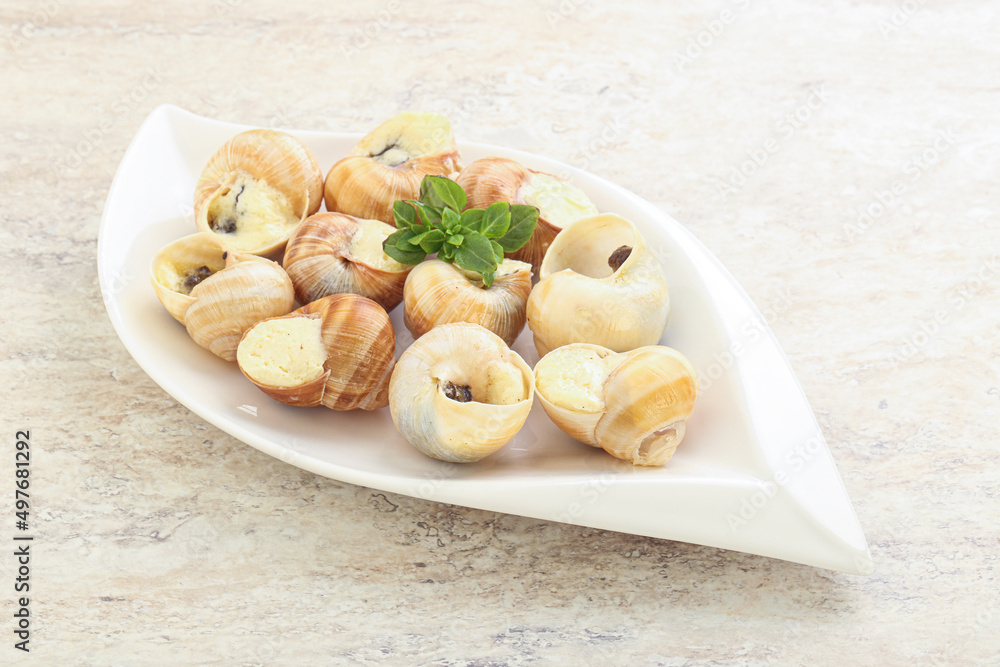 Delicous baked snail with butter - Escargot Delicous baked snail with butter - Escargot
