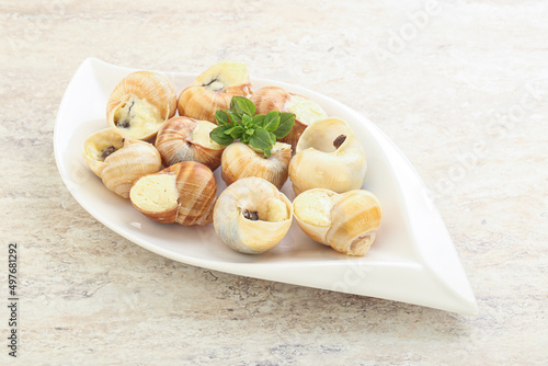 Delicous baked snail with butter - Escargot