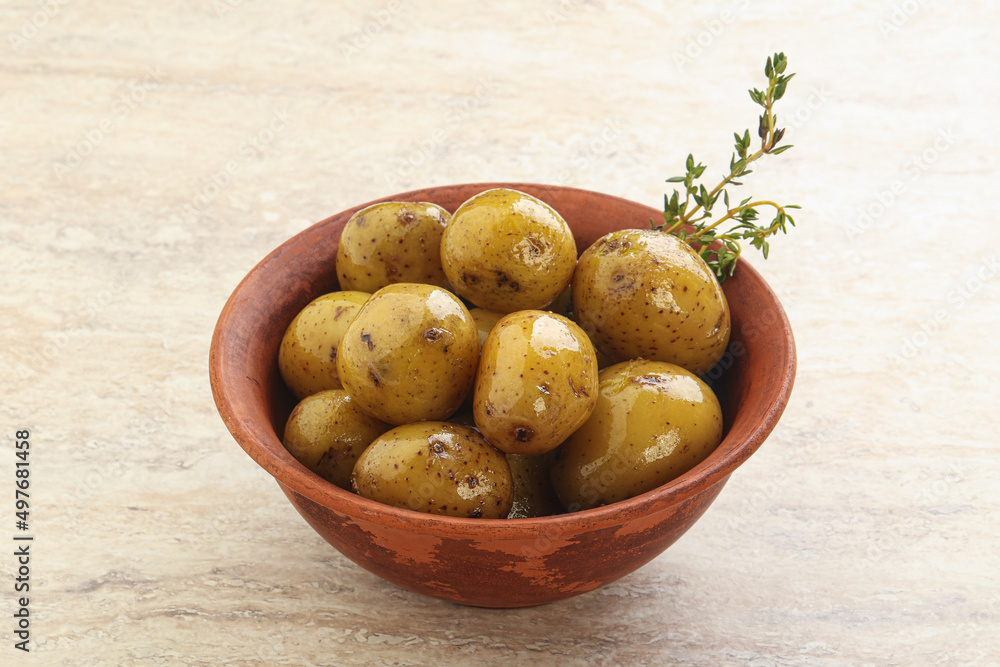 Boiled baby potato in the bowl Boiled baby potato in the bowl