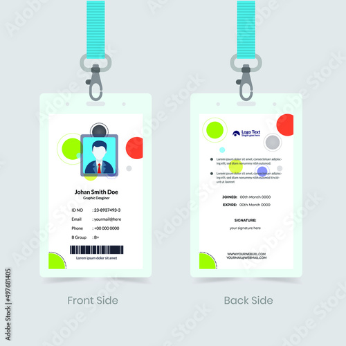 Corporate Employee ID Card Design. Luxury, Modern, Elegant, Professional Minimalist Identity Card. Employee ID Card Template. Elements of Stationery. Vector illustration 