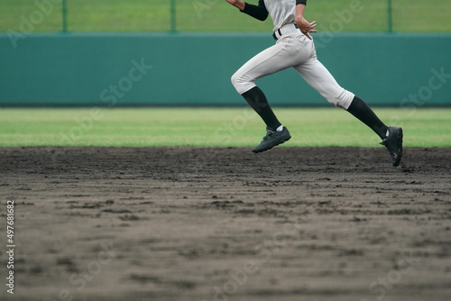Canvas Print 野球の試合中に盗塁を試みる野球選手