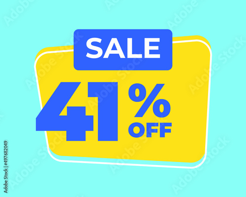 41% off tag forty one percent discount sale blue letter yellow background
