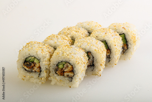 Japanese tradtional roll with eel photo