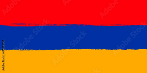 Flag of Armenia. Brush strokes painted national symbol background illustration