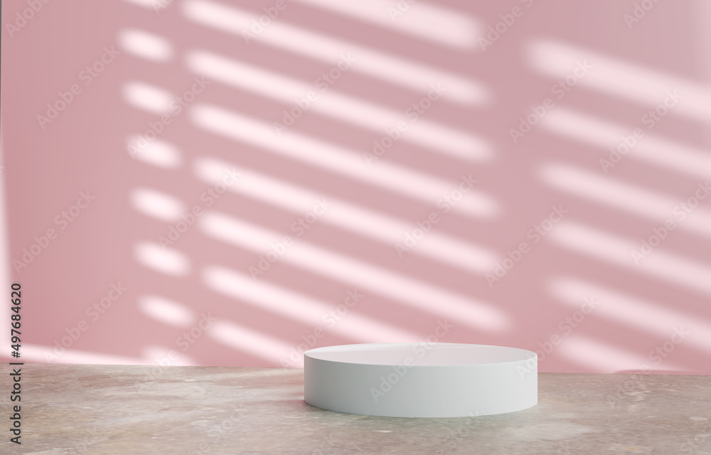 Minimal podium for product display on pink background 3D rendering. Minimal podium for product display on pink background 3D rendering.
