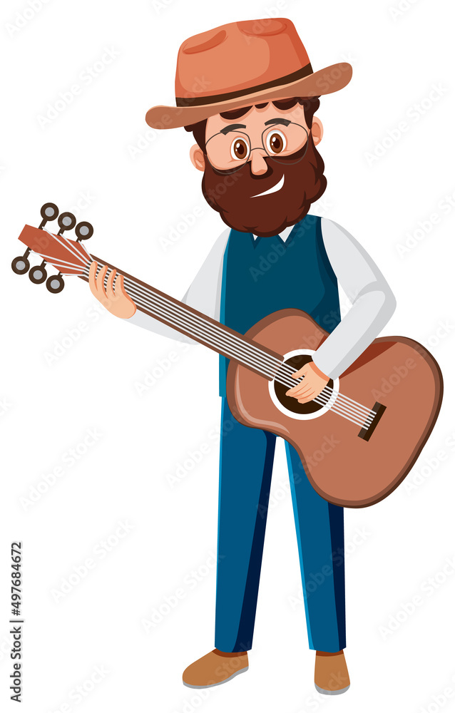 A male musician cartoon character on white background A male musician cartoon character on white background