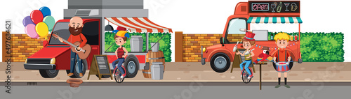 People playing music at yard sale