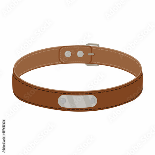 A collar for cats and dogs with a pendant. Vector color isolated cartoon-style illustration.