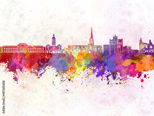 Chesterfield skyline in watercolor background
